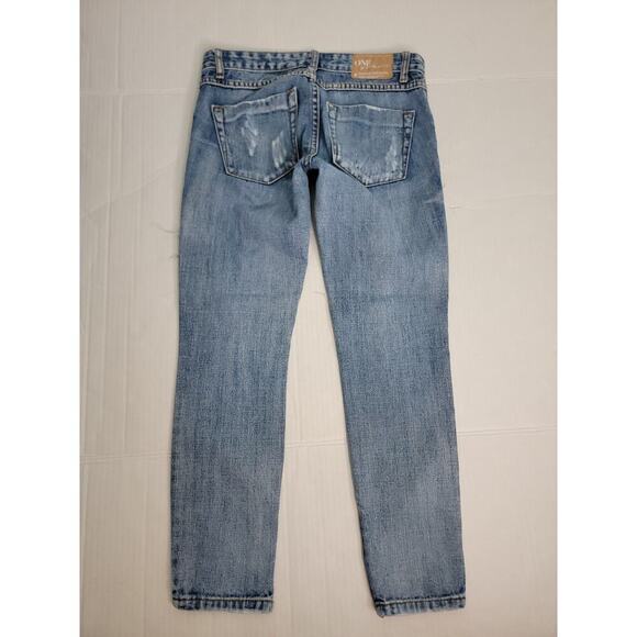 One Teaspoon Free Birds Jeans SZ 25 Trashed Womens Low Rise Tapered Ankle Zip - Picture 8 of 11